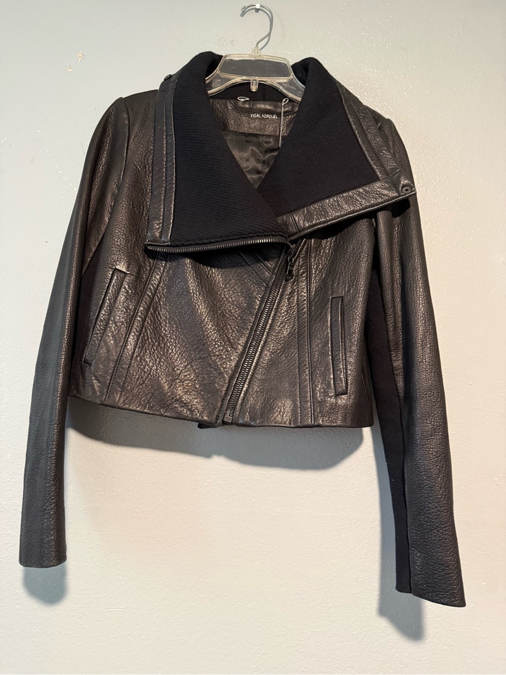 Yigal Azrouel Black Asymmetrical Zip Leather Jacket size 4 - Picture 3 of 6